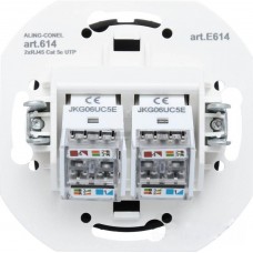 Розетка компьютерная двойная RJ45 CAT5E UTP Aling Conel серии EON. Цвет "Черный" (E614.E1)