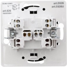 Вимикач подвійний з індикатором Aling Conel серії EON чорний (E626.E1)