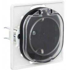 Розетка з заземленням з полікарбонатною вставкою та кришкою Aling Conel серії EON. Колір "Чорний" (E633.E1)