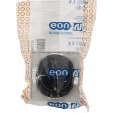 Розетка з заземленням з полікарбонатною вставкою та кришкою Aling Conel серії EON. Колір "Чорний" (E633.E1)