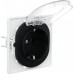 Розетка з заземленням з полікарбонатною вставкою та кришкою Aling Conel серії EON. Колір "Чорний" (E633.E1)