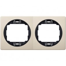 Рамка подвійна горизонтальна Aling Conel EON. Колір "Кремовий" з чорною вставкою (E6701.9E)