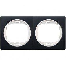 Рамка подвійна горизонтальна Aling Conel EON "м'який чорний" з білою вставкою (E6701.E10)