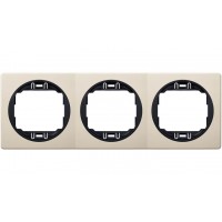 Рамка тройная горизонтальная Aling Conel серии EON.  "Кремовый" с черной вставкой (E6703.9E)