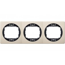Рамка тройная горизонтальная Aling Conel серии EON.  "Кремовый" с черной вставкой (E6703.9E)
