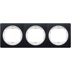 Рамка тройная горизонтальная Aling Conel EON "мягкий черный" с белой вставкой (E6703.E10)