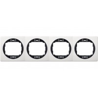 Рамка четырехместная горизонтальная Aling Conel серии EON белая с черной вставкой (E6704.0E)