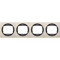 Рамка четырехместная горизонтальная Aling Conel EON цвет кремовый с черной вставкой (E6704.9E)