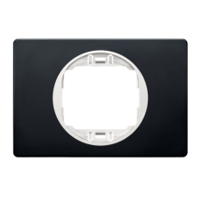 Рамка одинарна широка горизонтальна Aling Conel серії EON. Колір "М'який Чорний" з білою вставкою (E6803.E10)