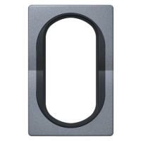 Рамка под двойную розетку E604 Aling Conel серии EON.  "Античное серебро" с черной вставкой (E6805.S1E)