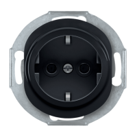 Розетка с заземление без шторок Aling Conel EON цвет "Черный" (E630.E1)