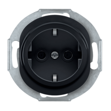 Розетка с заземление без шторок Aling Conel EON цвет "Черный" (E630.E1)