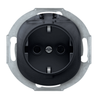 Розетка с зазелмением и крышкой Aling Conel EON цвет "Черный" (E633.E1)