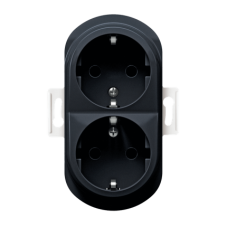 Розетка двойная с заземлением Aling Conel EON цвет "Чёрный" (E604.E1)