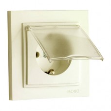 ⚡Розетка с крышкой и заземлением 10А серии Despina (Mono Electric) Кремовая