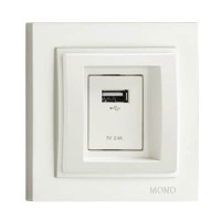 ⚡Розетка c USB-зарядкой (5В - 2.4А) серии Despina (Mono Electric). Цвет Белый