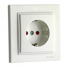 ⚡Розетка с заземлением и защитой от детей 16А серии Despina (Mono Electric) Белая