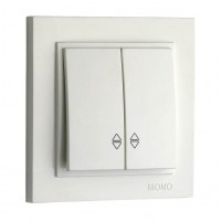 Вимикач двоклавішний прохідний 10А серії Despina (Mono Electric) Білий