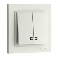 Вимикач двоклавішний з підсвічуванням 10А серії Despina (Mono Electric) Білий