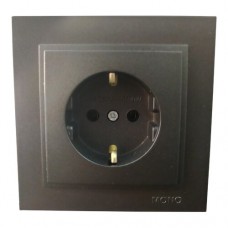 ⚡Розетка с заземлением одинарная серии Despina (Mono Electric). Цвет Графит