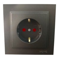 ⚡Розетка с заземлением и защитными шторками серии Despina (Mono Electric). Цвет Графит