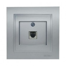 ⚡Розетка телефонная Евро (Rj11 623K) серии Despina (Mono Electric). Цвет Серебро