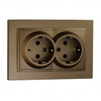 Розетка з заземленням подвійна серії Despina (Mono Electric). Колір Бронза