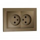 Розетка без заземлення подвійна серії Despina (Mono Electric). Колір Бронза