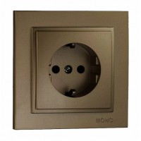 ⚡Розетка с заземлением одинарная серии Despina (Mono Electric). Цвет Бронза