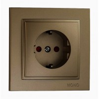 Розетка з заземленням та захисними шторками серії Despina (Mono Electric). Колір Бронза Розетка з заземленням та захисними шторками серії Despina (Mono Electric). Колір Бронза