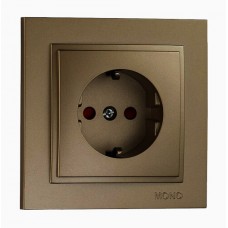 ⚡Розетка с заземлением и защитными шторками серии Despina (Mono Electric). Цвет Бронза