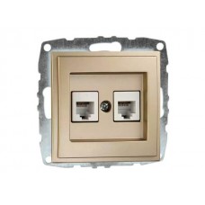 Механизм  двойной телефонной розетки цифровой (RJ11 CAT3A) серии Despina (Mono Electric) Кремовая с панелью