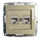 Механізм комп'ютерної+телефонної розетки серії Despina (Mono Electric) Кремовий з панелью