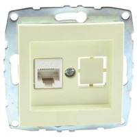 ⚡Механизм двойной компьютерной розетки с панелью + пустой механизм серии Despina (Mono Electric) Крем