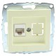 Механізм подвійної комп'ютерної розетки з панелью + порожній механізм серії Despina (Mono Electric) Кремовий