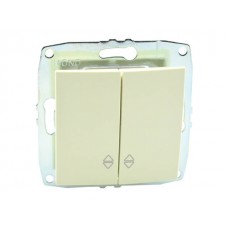 Механизм выключателя двухклавишного проходного 10А серии Despina (Mono Electric) Кремовый с клавишей