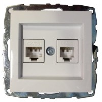 ⚡Механизм компьютерной + телефонной розетки серии Despina (Mono Electric) Белая с панелью ⚡Механизм компьютерной + телефонной розетки серии Despina (Mono Electric) Белая с панелью
