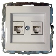 ⚡Механизм компьютерной + телефонной розетки серии Despina (Mono Electric) Белая с панелью