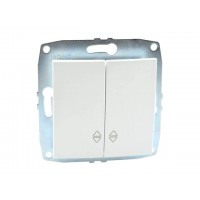 Механізм вимикача двухклавішного прохідного 10А серії Despina (Mono Electric) Білий з клавішею