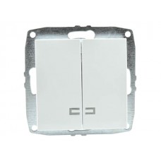 ⚡Механизм выключателя двухклавишный с подсветкой 10А серии Despina (Mono Electric) Белый с клавишей