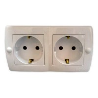⚡Розетка двойная с заземлением серии Octans (Mono Electric). Цвет Белый