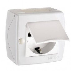 ⚡Розетка с крышкой и заземлением серии Octans (Mono Electric). Цвет Белый