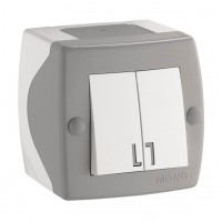 Вимикач двоклавішний серії Octans (Mono Electric). Колір Сірий