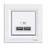 ⚡USB-розетка Asfora Schneider Electric 2 входи 2.1 A біла (EPH2700221) ⚡USB-розетка Asfora Schneider Electric 2 входи 2.1 A біла (EPH2700221)