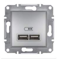 ⚡USB розетка Asfora 2.1 A (2 входа) алюминий (EPH2700261) ⚡USB розетка Asfora 2.1 A (2 входа) алюминий (EPH2700261)