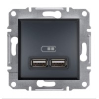⚡USB-розетка Asfora 2.1 A (2 входи) антрацит (EPH2700271) ⚡USB-розетка Asfora 2.1 A (2 входи) антрацит (EPH2700271)