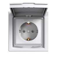 ⚡Розетка с заземлением, защитными шторками и крышкой Asfora 16А IP44 белая (EPH3100321) ⚡Розетка с заземлением, защитными шторками и крышкой Asfora 16А IP44 белая (EPH3100321)