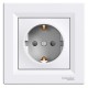 ⚡ Розетка с заземлением и защитными шторками Asfora 16А (EPH2900221)