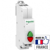 Кнопка управления на DIN-рейку Schneider Electric Acti 9 iPB, двойная кнопка, 1NO/1NC, зеленая/красная