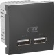 ⚡USB-розетка Unica 2.1 A (2 входа), цвет "Графит" (MGU3.418.12)